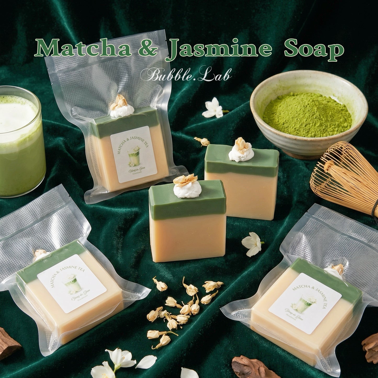 Matcha Cloud Jasmine Cold Process Soap