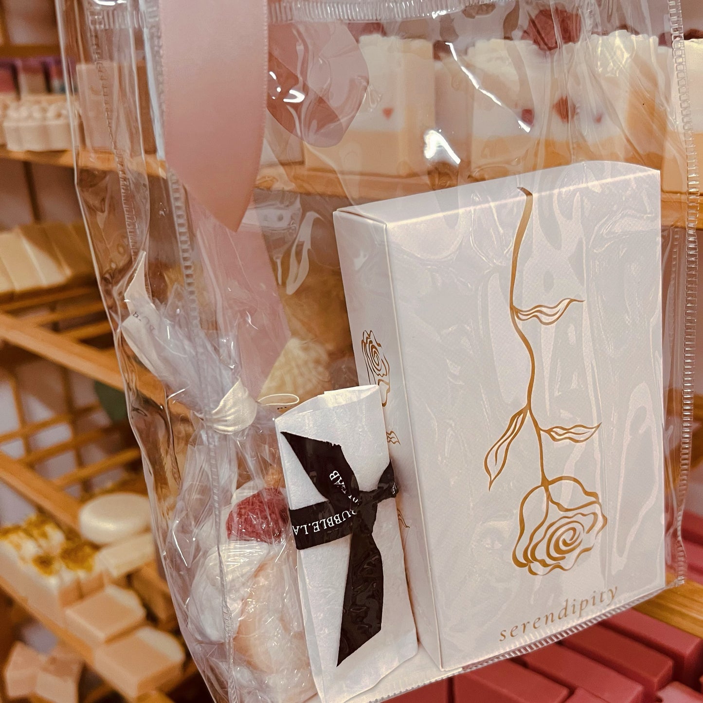 Rose Towel & Handmade Soap Gift Bag