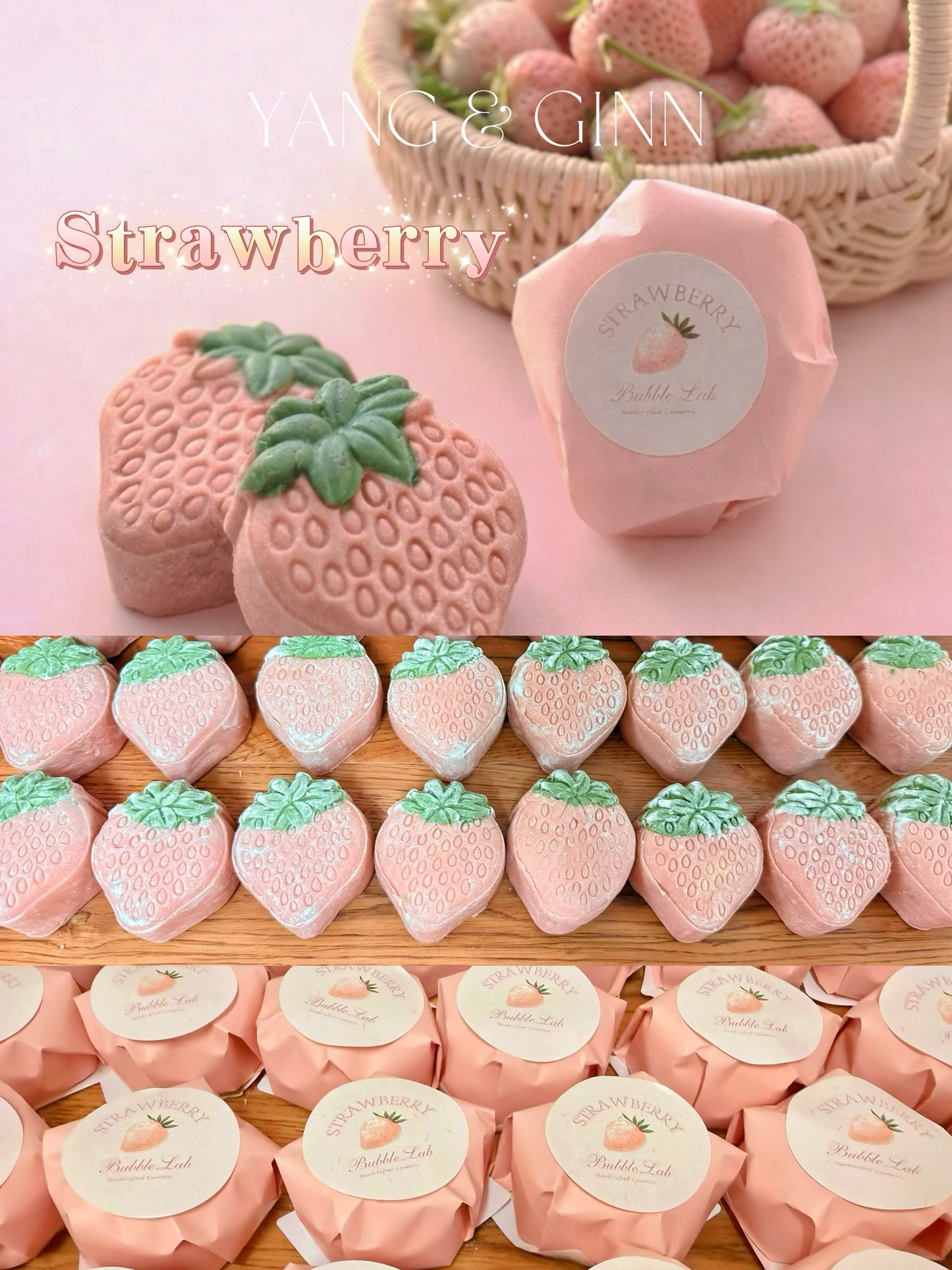 🍓Strawberry Cream Luxury Vegan Shampoo Bar（ For All Scalps)