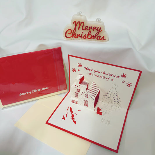 3D Pop-Up Christmas Card( Red & White Classic Style Paper Cutout )